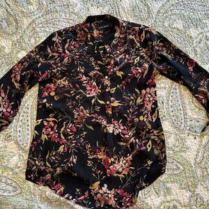 Black & Red Floral Long Sleeve Blouse